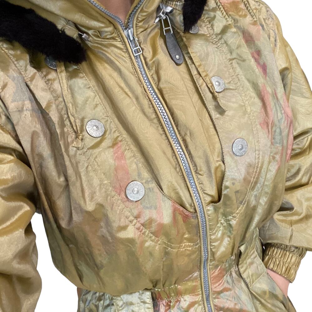 Vintage Obermeyer Down Ski Jacket w Faux Fur Trim Hood Women Sz XS / S R$389 - Picture 4 of 14